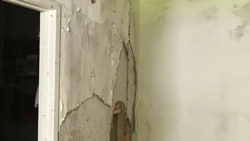 House under construction, walls and doorway