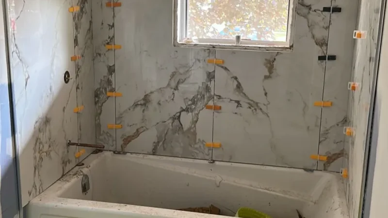 Bathroom renovation, bathtub and tiles
