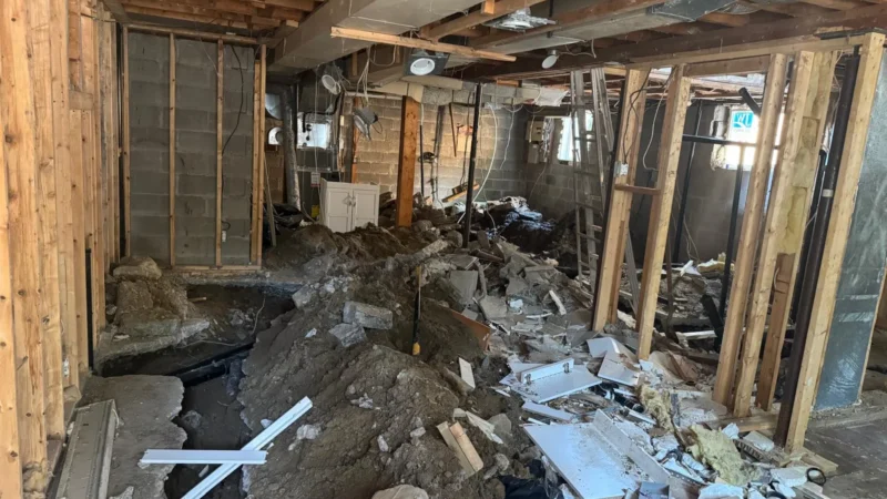 House under construction, inside