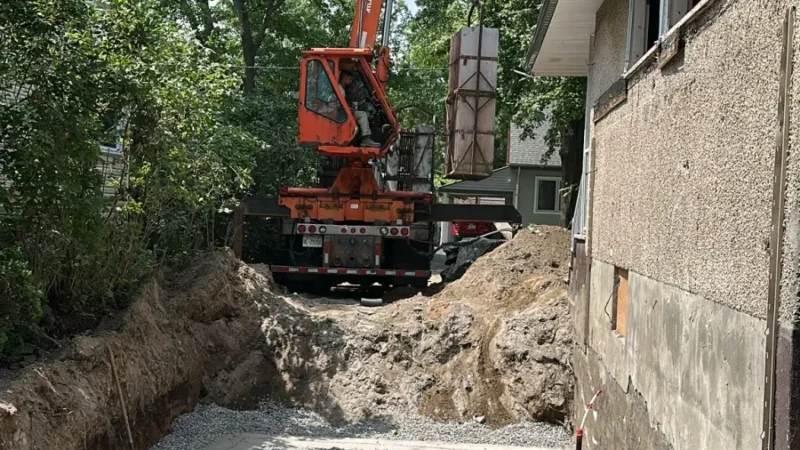 House under construction, outside