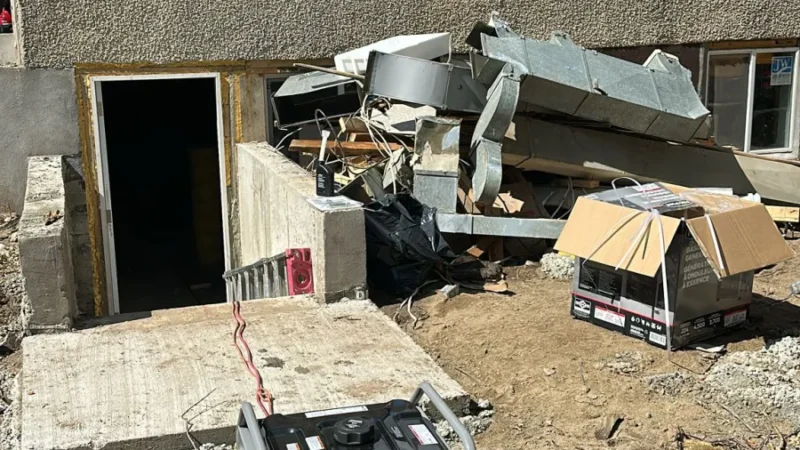 House under construction, outside
